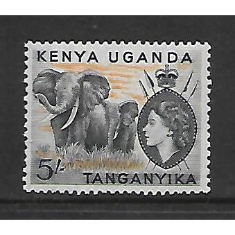 KENYA UGANDA & TANYANIKA 1954 5s AFRICAN ELEPHANTS BLACK ORANGE SG 178 M/MINT