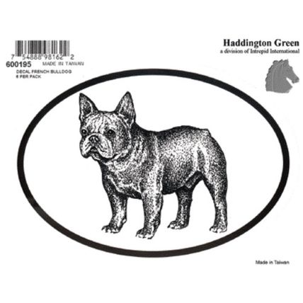 Dog Breed Oval Vinyl Car Decal Black & White Sticker - French Bulldog