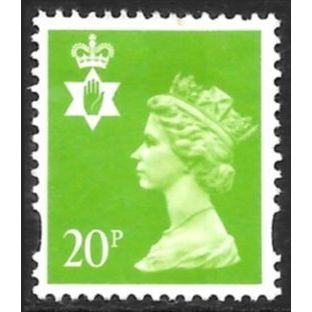 1971-93 Northern Ireland Definitive - SG NI79 20p Bright Gree Queen Elizabeth C5