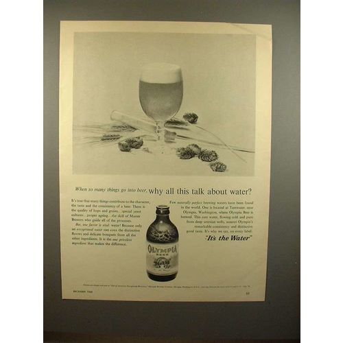 1960 Olympia Beer Ad - All This Talk About Water!