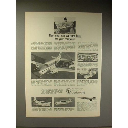 1964 Beechcraft Queen Air 80 Plane Ad - Earn Here!
