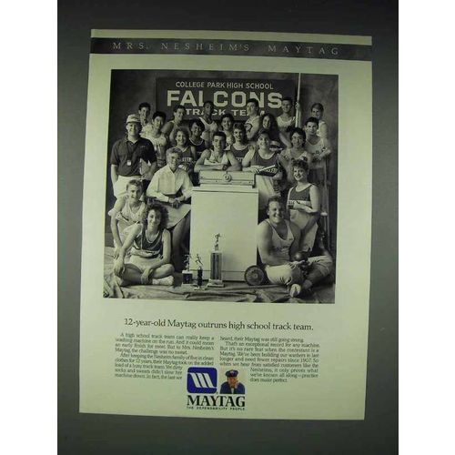 1988 Maytag Washing Machine Ad - Outruns Track Team