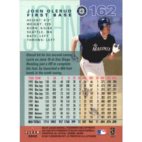 2002 Ultra Baseball John Olerud #162