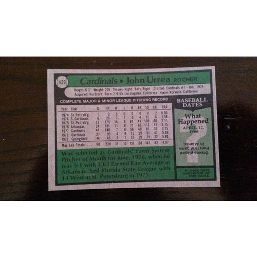 1979 Topps Card # 429 John Urrea Excellent (5) St Louis Cardinals