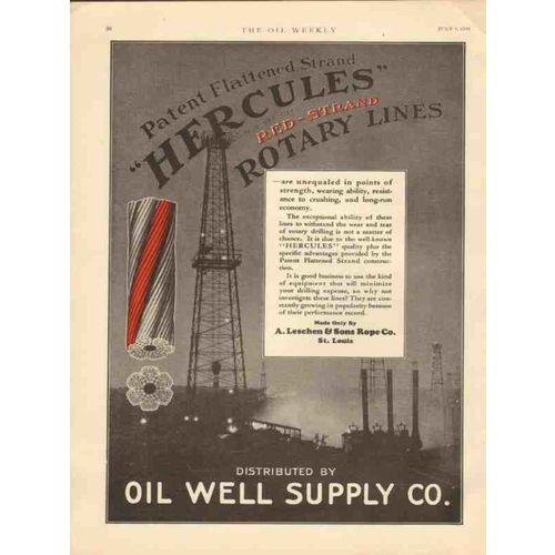 A LESCHEN ROPE COMPANY 1930 patent flattened strand vintage ad