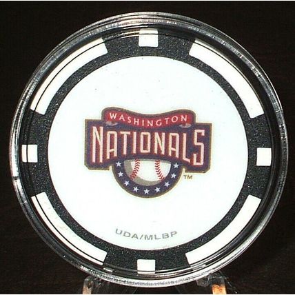 (1) Washington Nationals Poker Chip Golf Ball Marker - Black with White Inserts