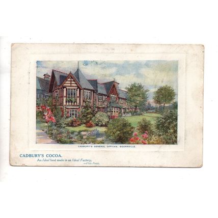CADBURY'S PROMOTIONAL POSTCARD OF GENERAL OFFICES BOURNEVILLE WARWICKSHIRE (4046