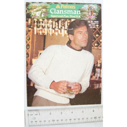 1984 Patons 7929 man's textured sweater, clansman DK