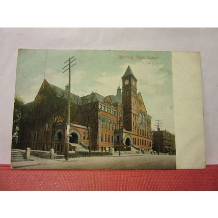 HIGH SCHOOL, ROXBURY, MASSACHUSETTS USA unused antique postcard /