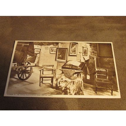 Early Postcard - Blacksmith Shop interior - Gretna Green, Scotland