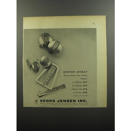 1956 Georg Jensen Jewelry Ad - Winter Wheat