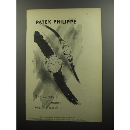 1956 Patek Philippe Watches Ad - The world's foremost evening watch
