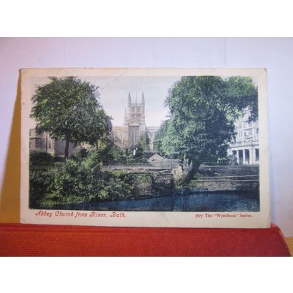ABBEY CHURCH from RIVER, BATH, SOMERSET used antique postcard 1905 pm #