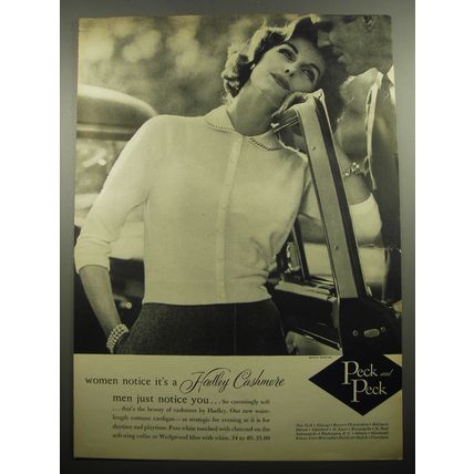 1957 Peck and Peck Hadley Cashmere Sweater Advertisement - Women notice