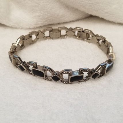 Silver Tone Black Bracelet