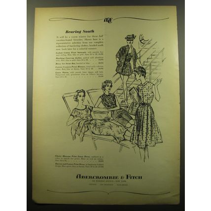 1959 Abercrombie & Fitch Fashion Ad - Bearing South