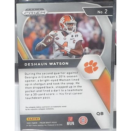 2021 Prizm Draft Picks DESHAUN WATSON (Clemson/Texans) Base Parallel #2