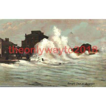 Rough Sea at Bognor, Sussex, Postcard, c1910s?
