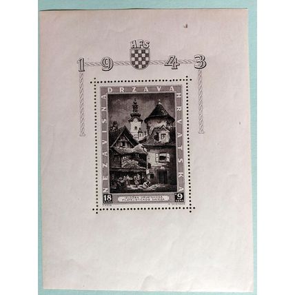 Croatia 1943 Mint Mini sheet Sc B40 St Marys Church German Occupation Zagreb