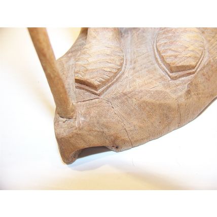 HAND CARVED WOOD SCULPTURE OLD MAN w/ STICK / CANE 16" TALL