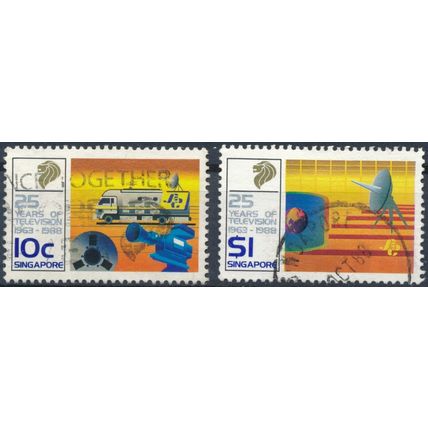 25th Anniv of Television in Singapore: 10c & $1 - 1988 - F H - SG 575 & 578