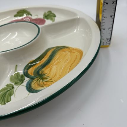 Large Bizzirri Italy Ceramic divided Serving Platter Hand Painted Pottery 16”x2