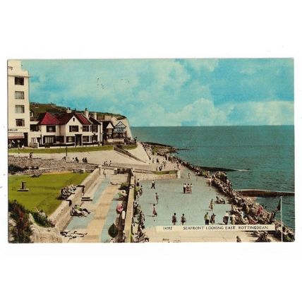 Seafront, Looking East, Rottingdean, Sussex, Postcard.