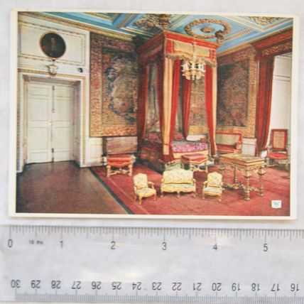 old postcard Warwick Castle, Queen Anne's Bedroom
