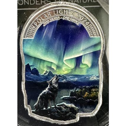 1 Oz Silver Collectible Wonders of Nature Polar Lights Box & COA Mintage Of 999