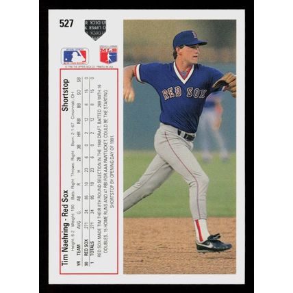 (5) Tim Naehring 1991 Upper Deck #527 Boston Red Sox Baseball Card