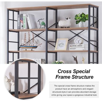 HOMISSUE Bookshelf, Industrial Double Wide 7-Tier Bookshelves, 84" Tall Bookcase