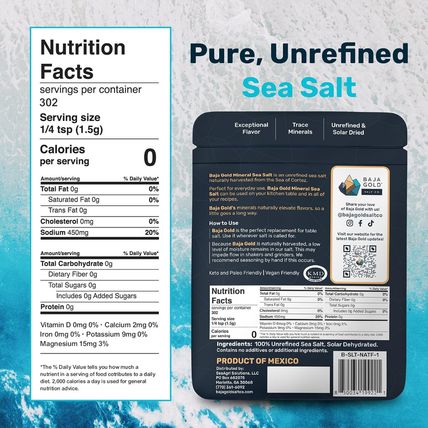Baja Gold Mineral Sea Salt - Organic Natural Grain Salt for Cooking & Baking | A