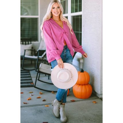Rose Exposed Seam Twist Open Back Oversized Sweatshirt