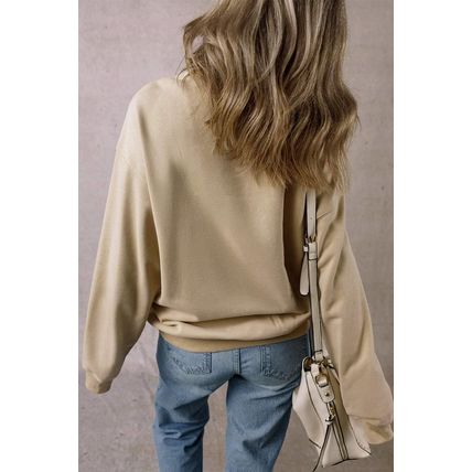 Parchment thankful Embroidered Drop Shoulder Pullover Sweatshirt