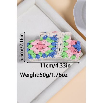 Dark Blue Flower Crochet Cover Hair Clawclip