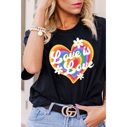 Black Love is Love Rainbow Heart Graphic Crewneck Tee