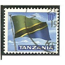 Tanzania QE11 1965 10c Black, Greenish Yellow, Green & Blue SG 129 Used Stamp