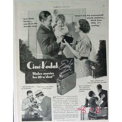 EASTMAN KODAK 1934 Sonny in the movies now Cine-Kodak Eight vintage ad