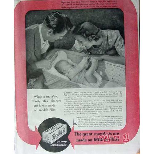 EASTMAN KODAK 1940 snapshot fairly talks camera film vintage ad