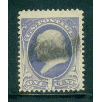 Used 206 1c Benjamin Franklin Barely Clears M00772