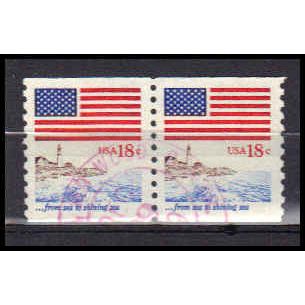 Used 1891 18c U.S. Flag Very Fine Pair PA0225