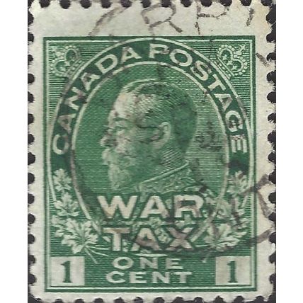CANADA, King George V, War tax, green 1915, 1c, #5