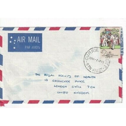 Australia 1977 Currie Street Adelaide to London UK Airmail cover written VGC