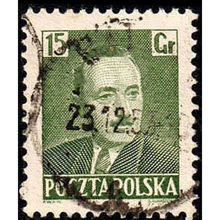 Poland 1950 President Boleslaw Bierut 15Gr Used Stamp.