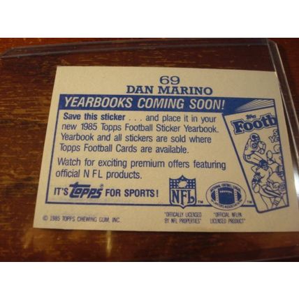 1985 Topps, Sticker, DAN MARINO HOF, Dolphins #69