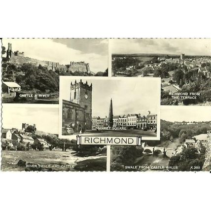 Yorkshire RICHMOND Multi-View Postcard (Valentine K.2651)
