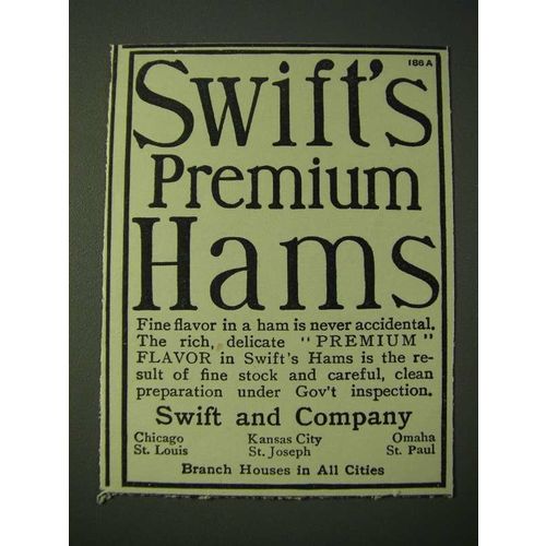 1900 Swift and Company Premium Hams Ad