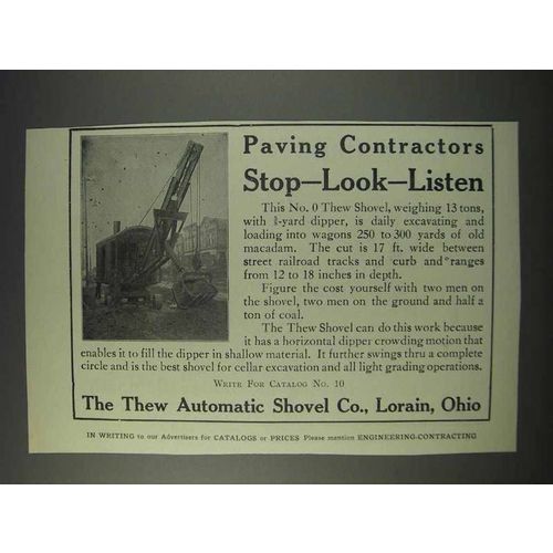 1910 Thew Type No. 0 Shovel Ad - Paving Contractors