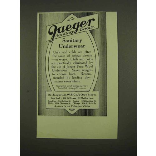1912 Jaeger Sanitary Goods Ad - Sanitary Underwear