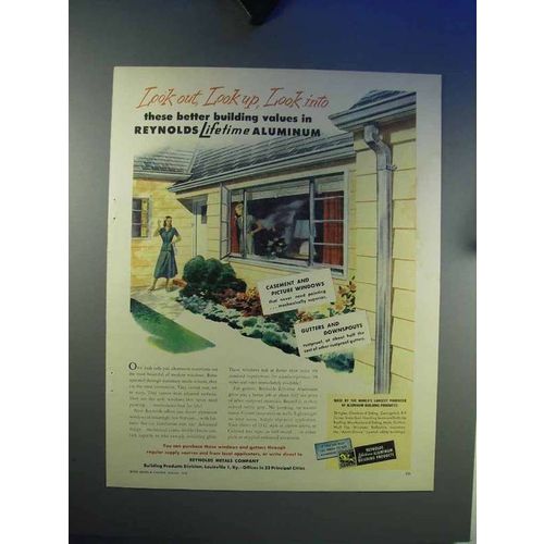 1948 Reynolds Aluminum Ad - Gutters, Casement Windows